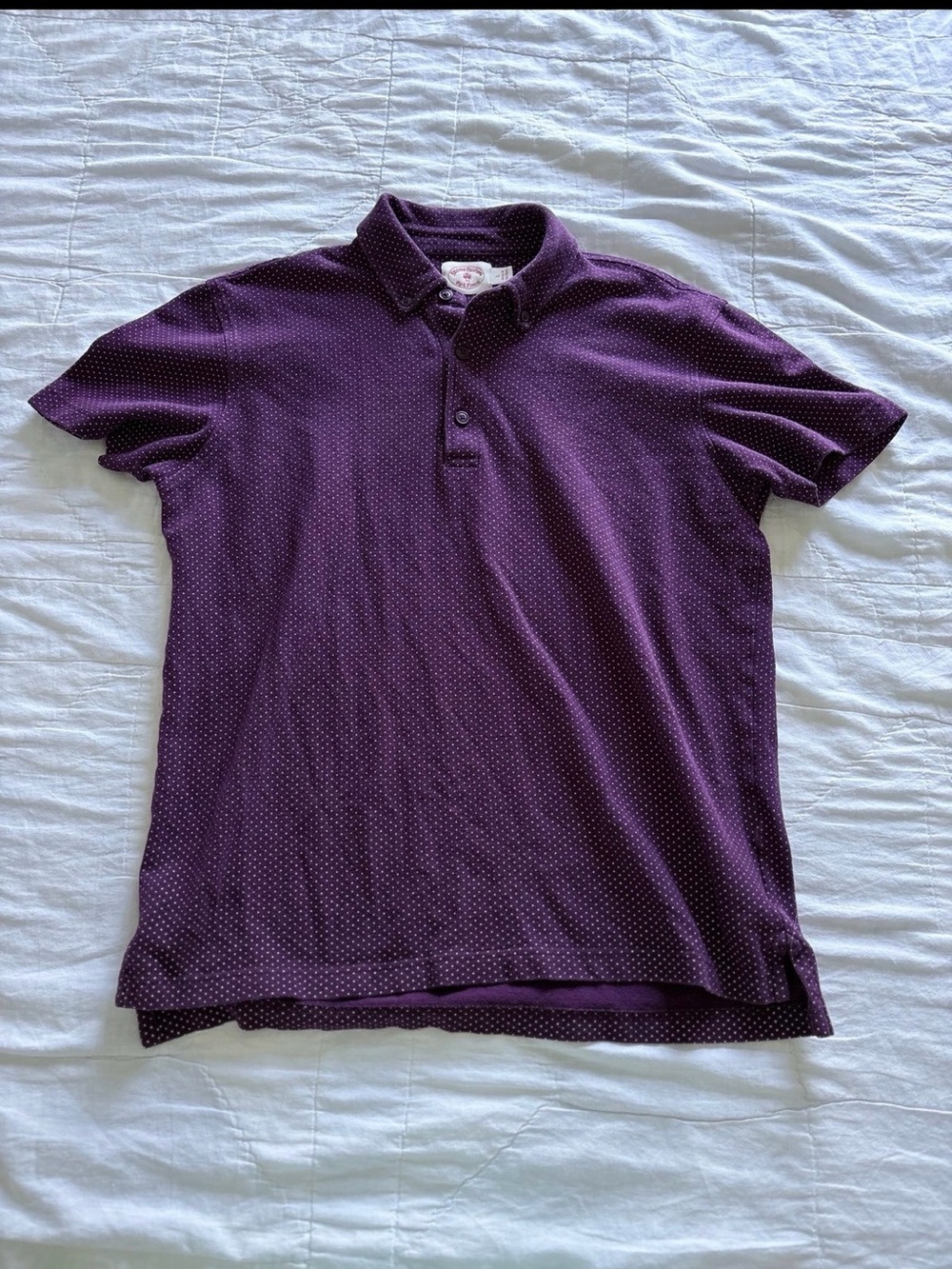Brooks Brothers Red Fleece Purple w/ White Polka Dot Slim Fit Polo Shirt | L